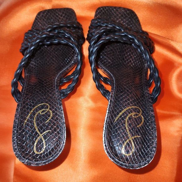 Womens Sam Edelman Snake Embossed Marjorie Leather Sandals - Picture 8 of 10